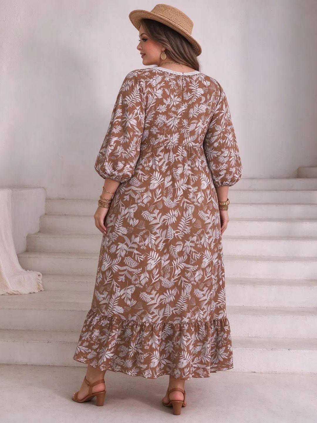 Plus Size Women Leaf Floral Ma - Boho Summer Beach Maxi Dress review and price