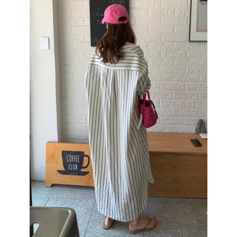Korean Minimalist Loose Collar - Korean Style A Line Shirt Dress review and price