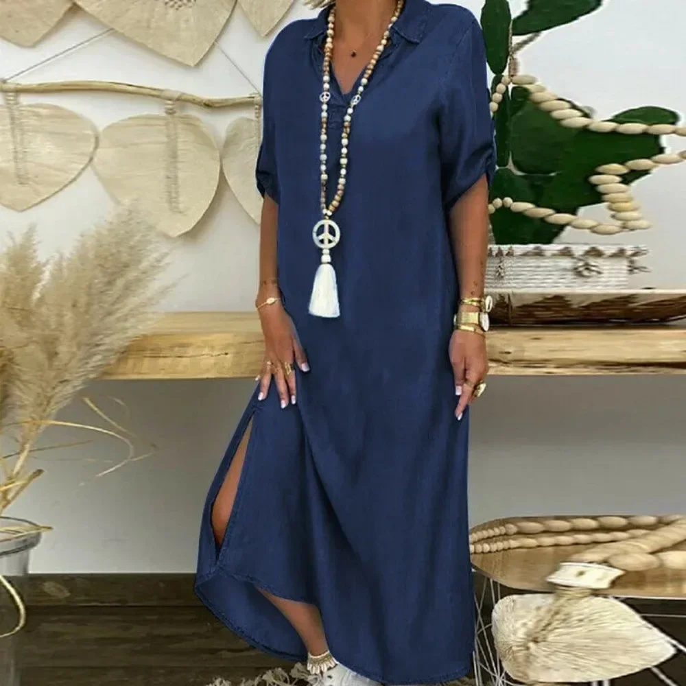 Casual Linen Long Dress for Wo - Casual Loose Linen Shirt Dress review and price