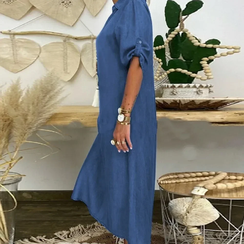 Casual Linen Long Dress for Wo - Casual Loose Linen Shirt Dress review and price