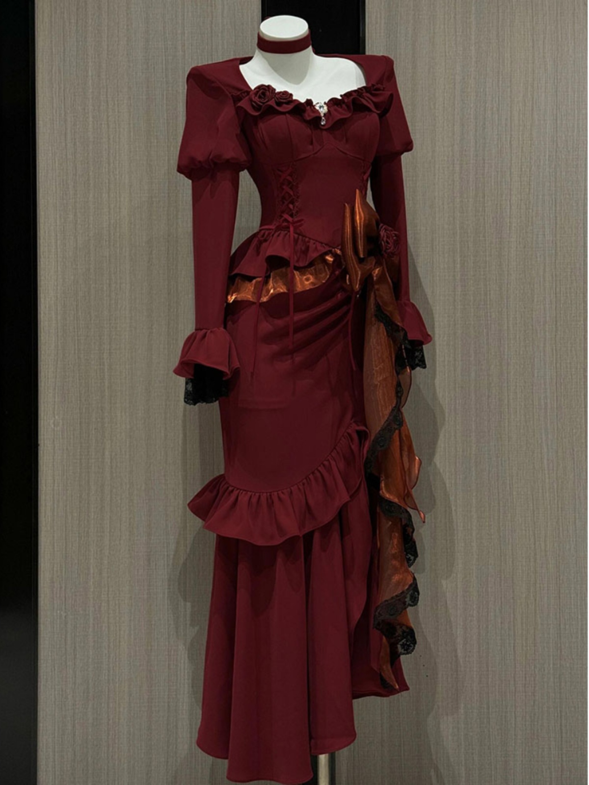Spring Red Vintage Dress Women - French Vintage Floral Midi Dress review and price