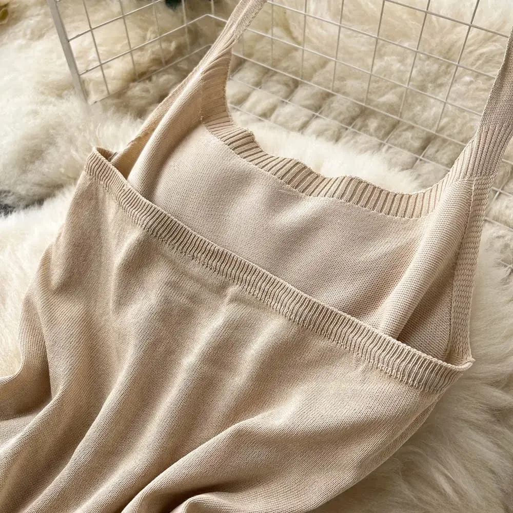 2024 Fashion Y2K Solid Knitted - Y2K Backless Halter Mini Dress review and price
