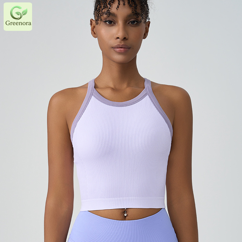 Greenora Ribbed Yoga Crop Top  - Seamless Ribbed Workout Tank Top review and price