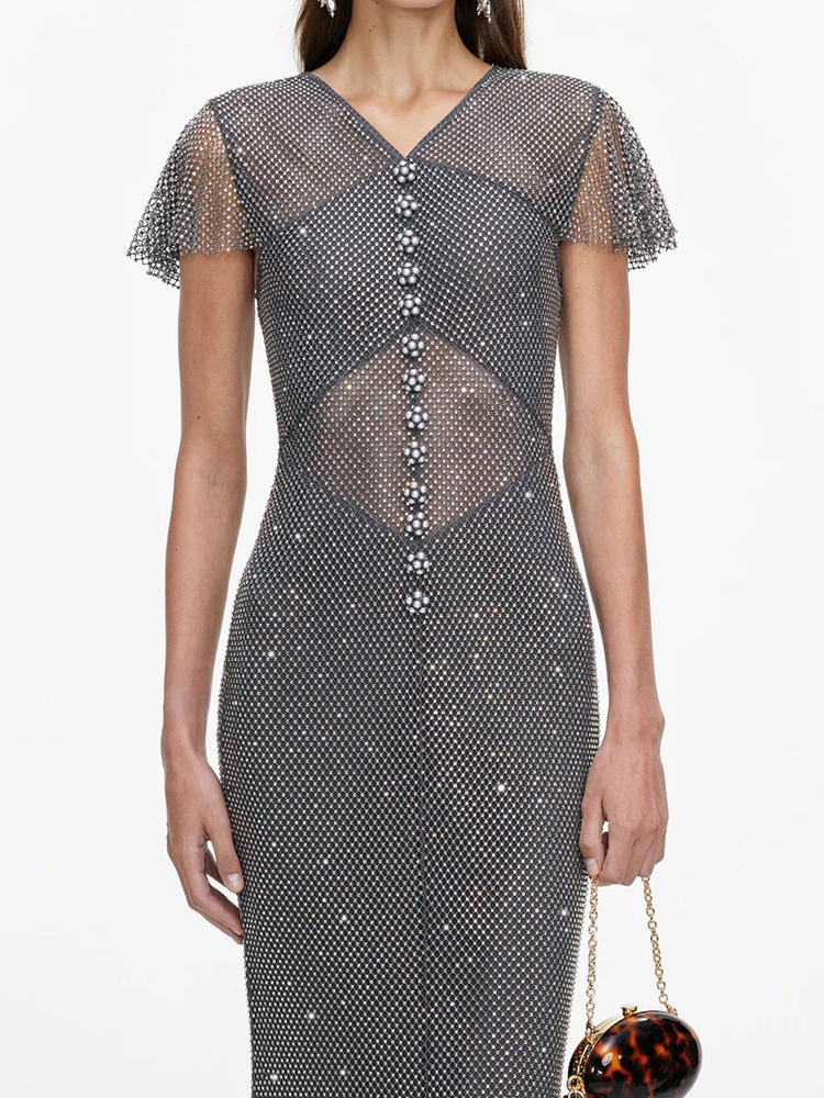 Sexy V Neck Luxury Sparkly Rhi - Sparkly Rhinestone Club Party Dress review and price