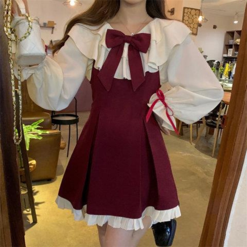 2025 New Korean Sweet Cute Dre - Korean Style A Line Shirt Dress review and price