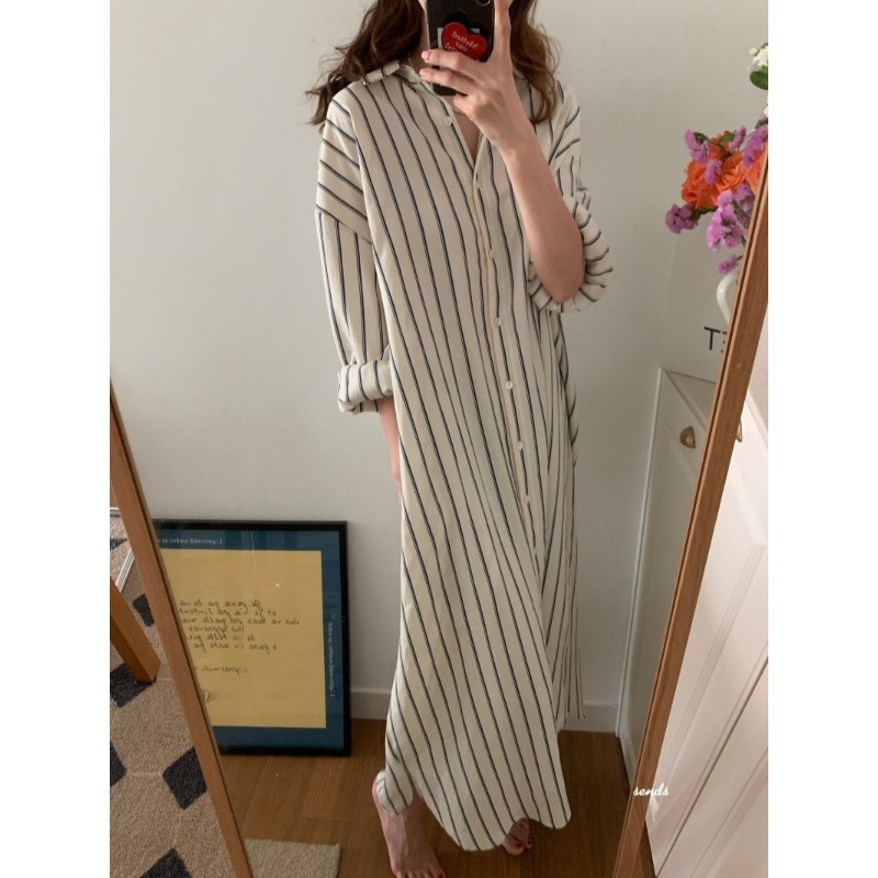 Korean Minimalist Loose Collar - Korean Style A Line Shirt Dress review and price