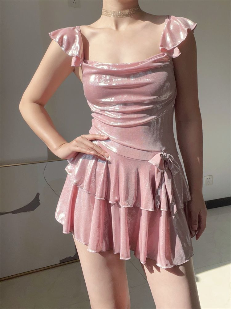Flattering Shiny Pink Swimwear - Swimwear review and price